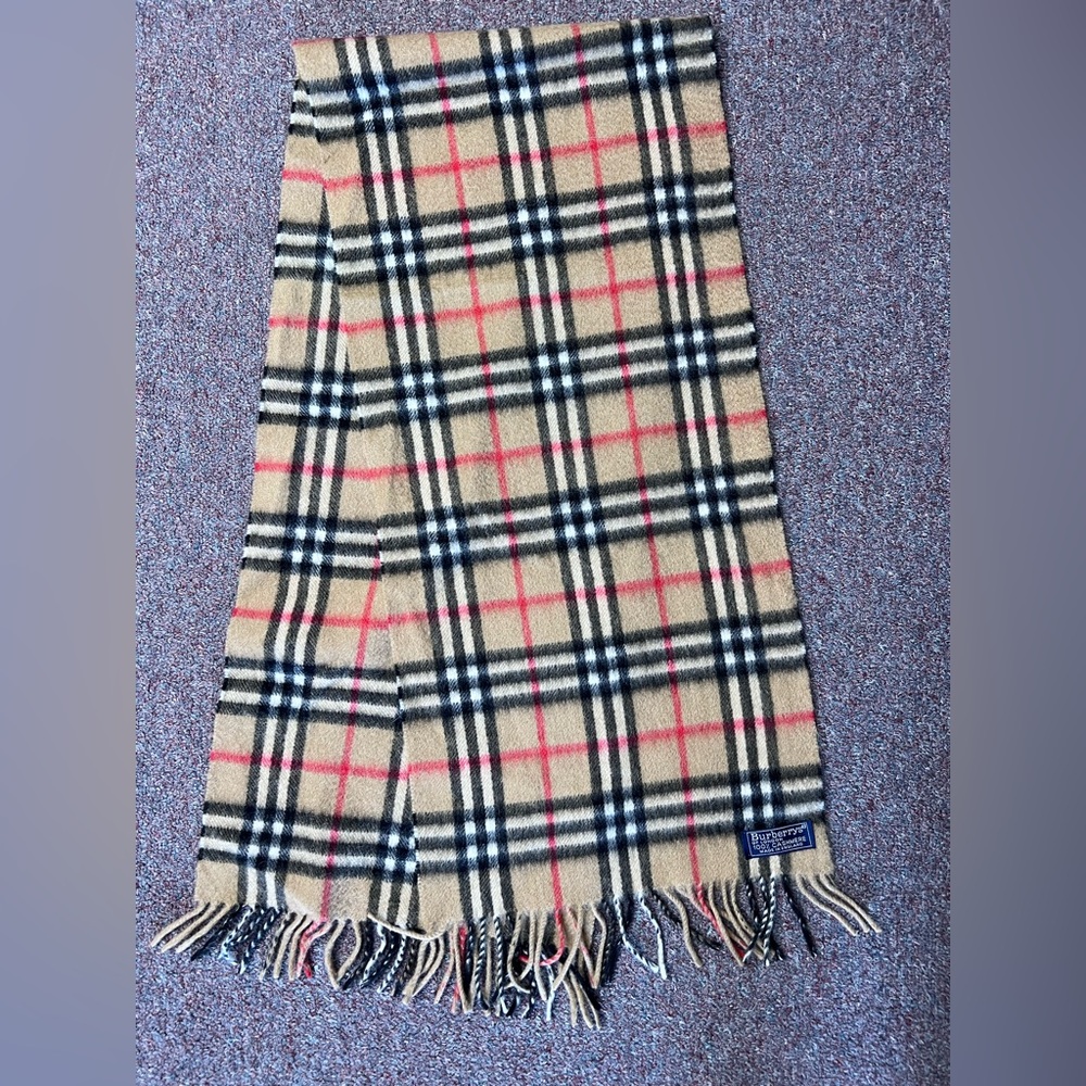 Burberry Tan and Black Cashmere Scarf